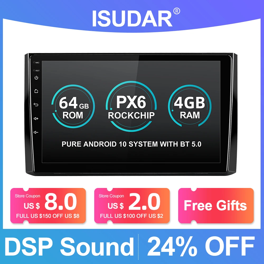 Автомобильный радиоприемник ISUDAR PX6 Android 10 1 Din для Skoda Kodiaq 2017 мультимедийный плеер