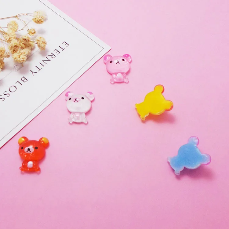 20/50/100 шт миниатюрные из полимерной смолы Kawaii с блестками медведь смолы кабошон с плоской задней поверхностью для украшения телефона Скрапбукинг для рукоделия