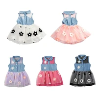 girls cute princess dress kids girls denim sleeveless tops tulle tutu dresses mini dress 2 7y sweet children clothes