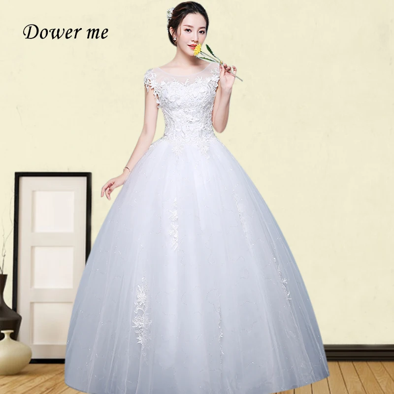 

Embroidery Wedding Dress GR710 O-Neck Sleeveless Bridal Gowns 2020 Lace Up Vestidos De Novia Appliques Elegant Wedding Dresses
