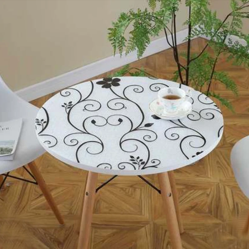 Скатерть круглая из ПВХ непромокаемая защитная скатерть для обеденного стола