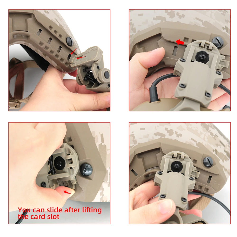 Electronic Earmuff Airsoft Shooting Headset COMTAC II III Hearing Protection Tactical Headset Accessorie ARC Helmet Rail Adapter