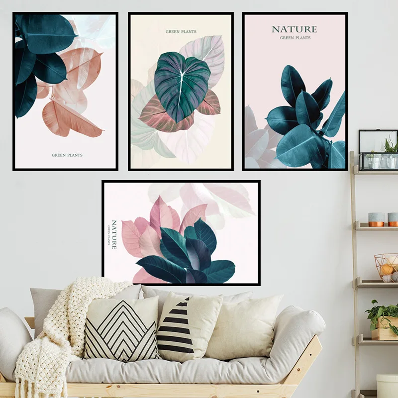 

New Chinese Wall Stickers Flowers Leaf Bedroom Bedside Decoration Painting Living Room Sofa Background Decal Home Art Mural