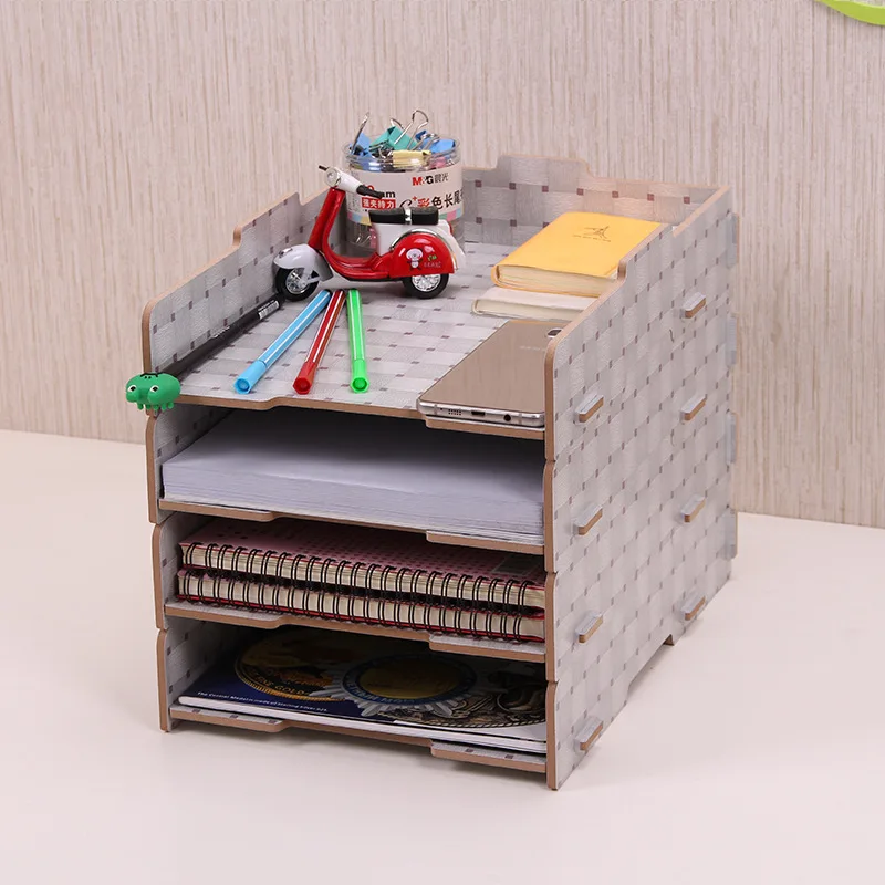 

Office Desktop File Rack Creative Storage Box Wooden Multi-layer Rack Mobile Storage Rack Fine Workmanship Desk Organiser
