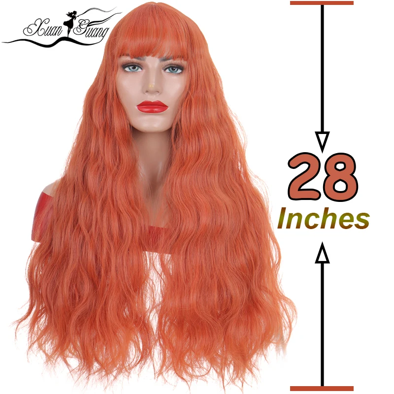 XUANGUANG длинные волнистые коричневые оранжевые синтетические парики косплей парик