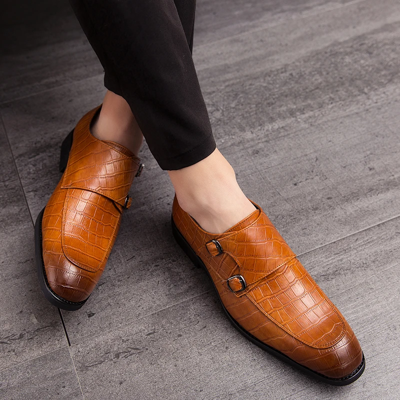 

Men Dress Shoes PU Leather Elegant Business Shoes Crocodile Pattern Pointed Toe Oxford Shoes Luxury Party Wedding Male Footwear