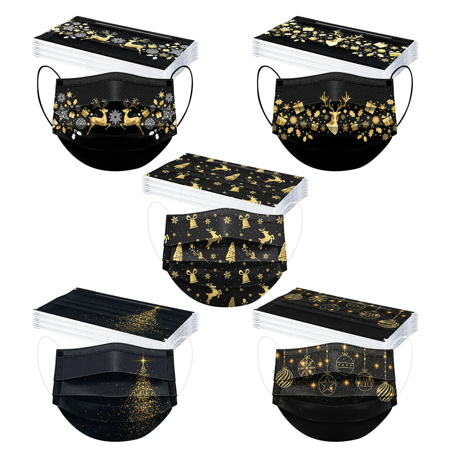 Смешанные 50 шт. рождественские маски для взрослых одноразовая маска женщин