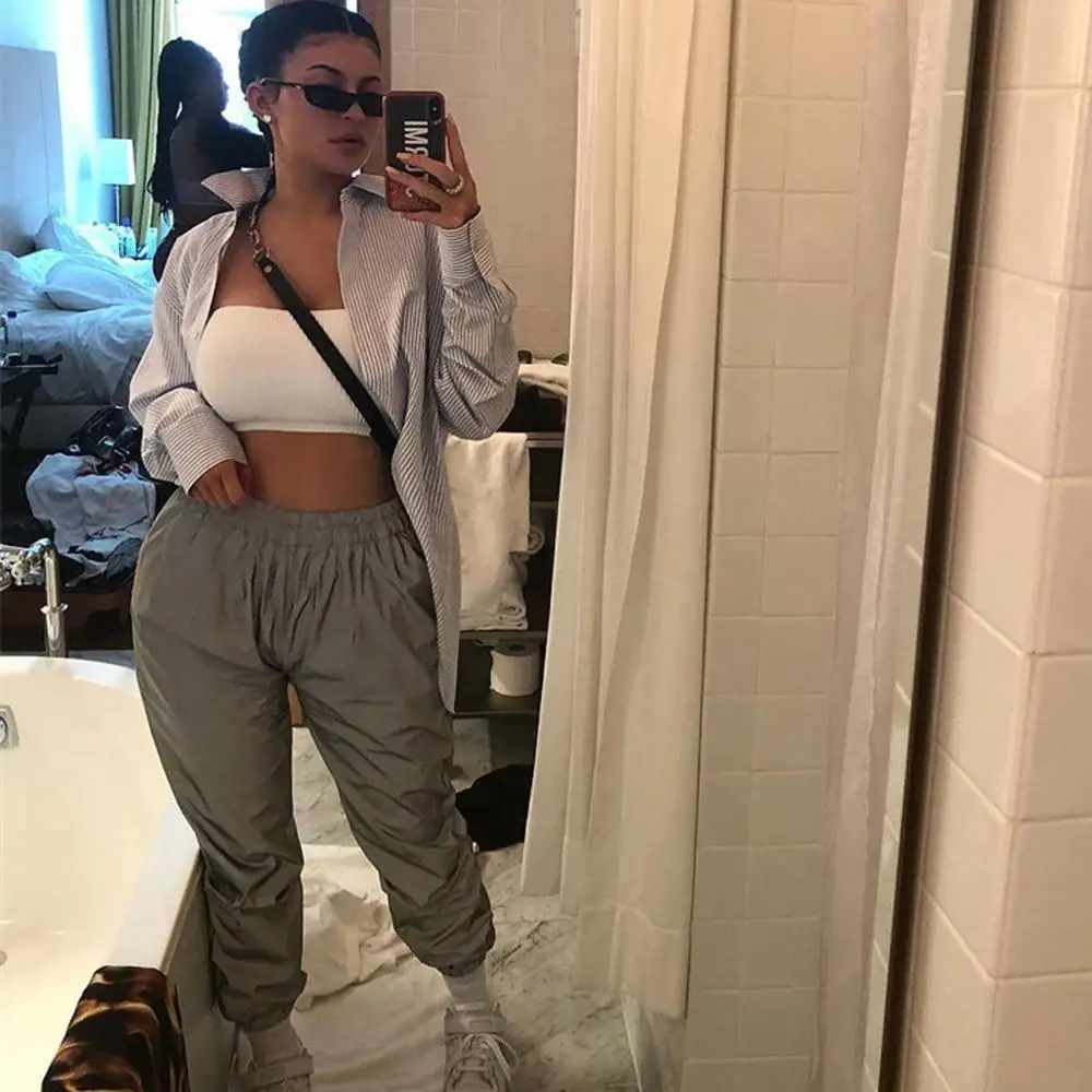 Женские повседневные штаны-шаровары со светоотражающими вставками свободные