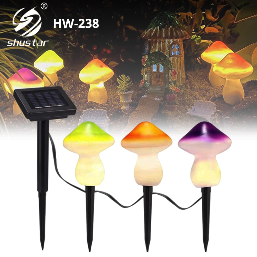 

Solar Light for Garden Decoration Cute Shape Mushroom Lamp Two Light Modes Outdoor Waterproof Landscape Light , Set of 3 Lamps