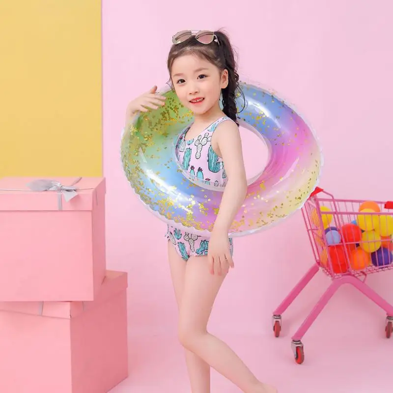 

Transparent Glitter Swimming Ring For Adult Children Inflatable Pool Tube Giant Float Boys Girl Water Fun Toys Swimming Rings