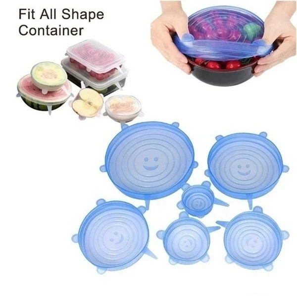 Эластичные силиконовые крышки 6 шт./лот универсальные для еды и мисок бесплатные