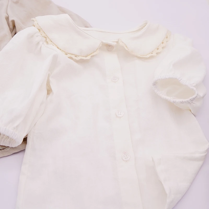 Хлопковая блузка для маленьких девочек рубашки модные детские кружевные топы