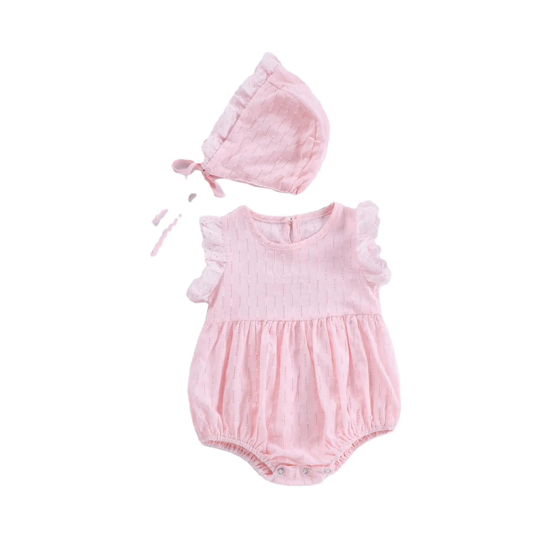 

WLG/комбинезон для маленьких девочек, летний розовый комбинезон с короткими рукавами и шляпа для маленьких девочек, милая Одежда для маленьк...