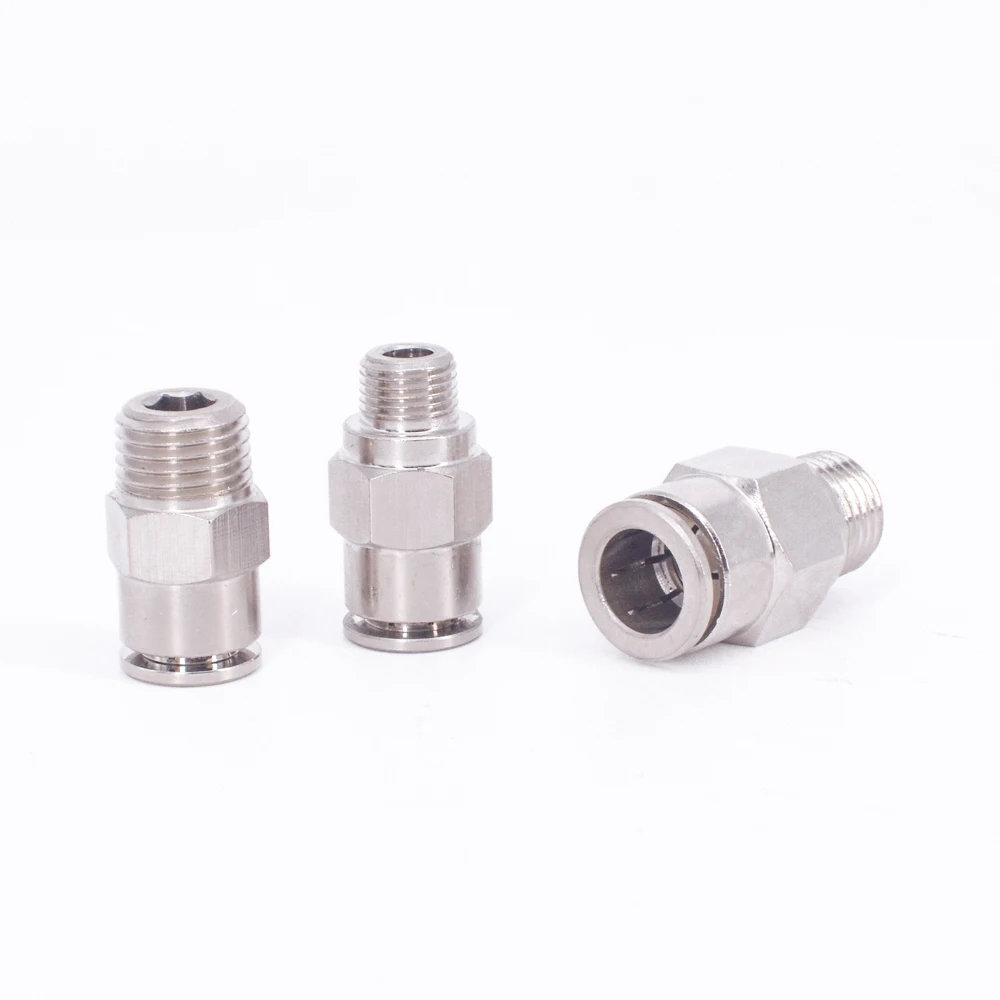 M5 1/8 &quot1/4" 3/8 &quot1/2" BSPT мужской пневматический никелированный латунный пуш ап