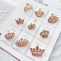 korean new personality crown brooch crystal lapel pin fashion suit badge collar corsage for men accessories wholesale