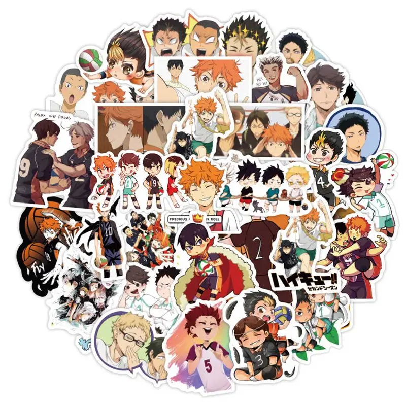 

100Pcs /Set Haikyuu!! Stickers Japanese Anime Sticker Volleyball For Decal On Guitar Suitcase Laptop Phone Fridge Motorcycle Car