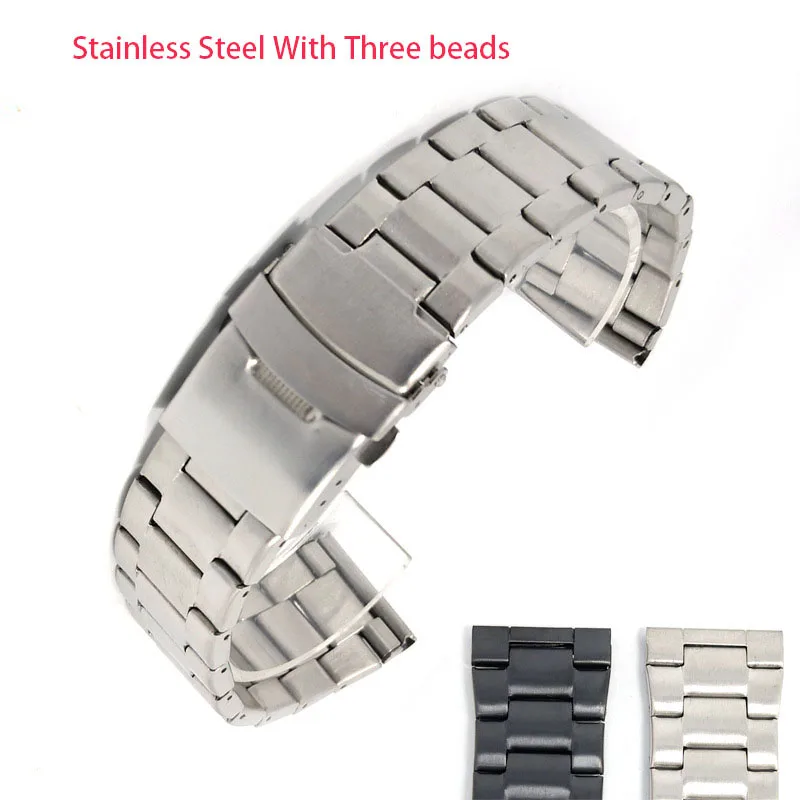 

20mm 22mm Stainless Steel Watch Band Classic Metal Strap Links Bracelet Replacement Light Weight Band Double Clasp Watchband