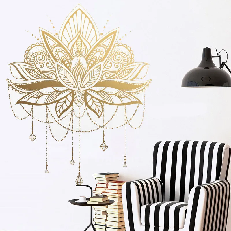 

Yoga Studio Mandala Unique Wall Decal Lotus Vinyl Wall Stickers Self Adhesive Art Sticker Home Decor Bedroom Removable Art AJ571