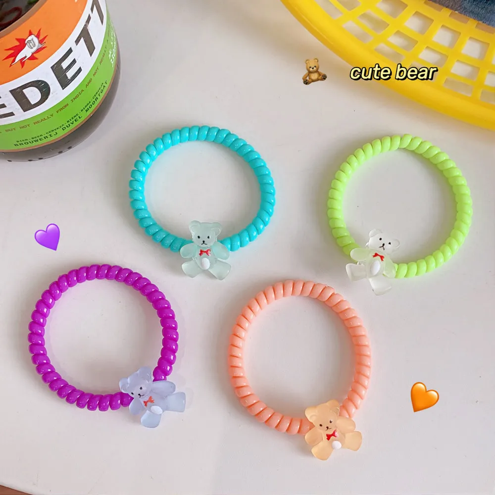 

Аксессуары для волос с мультяшным медведем для женщин, резинка для волос без следов, резиновые пружины для девочек, эластичный головной убо...