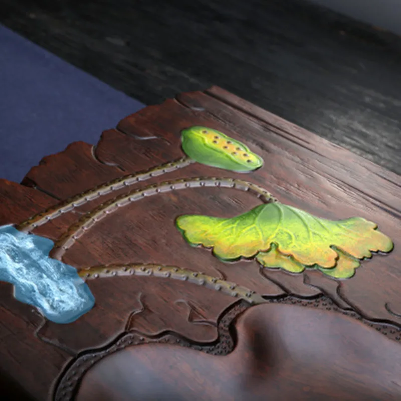 Ручная роспись чайный поднос из черного дерева цельная деревянная бревна доска