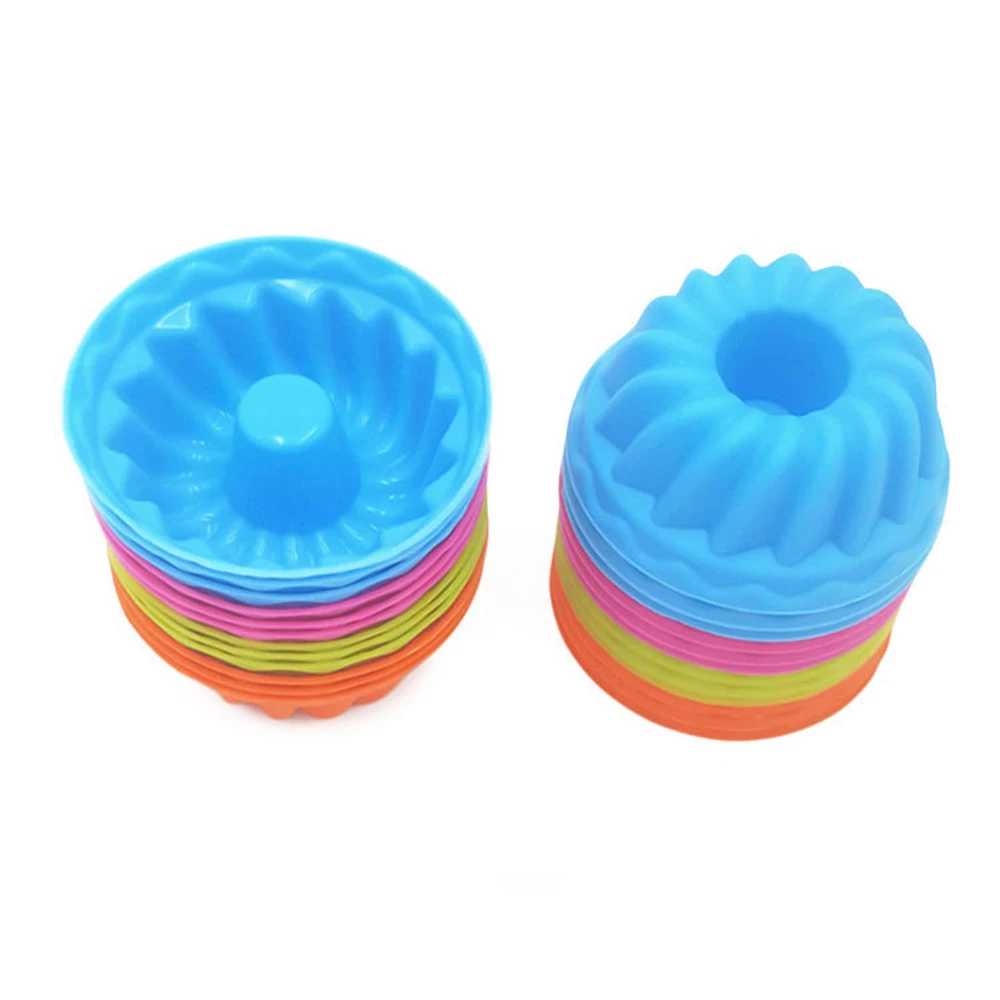 

Silicone 12pcs/set Big Swirl Shape Butter Cake Mould Kitchen Baking Form Tools for Cake Bakery Baking Dish Bakeware Mold Cake
