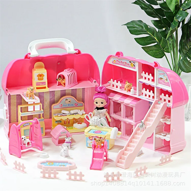 

S-509C mini pet shop can store portable parent-child communication puzzle girl play house toy gift