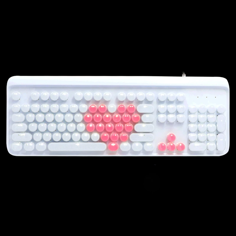 

Gaming Pink cute retro punk mechanical keyboard green axis crystal dot round keyboard