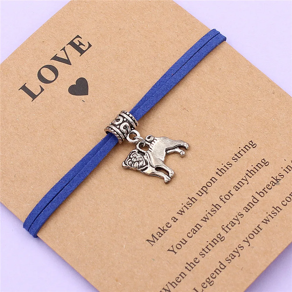 Модный серебристый Шарм для собак браслеты с надписью Wish Love Card женщин и мужчин
