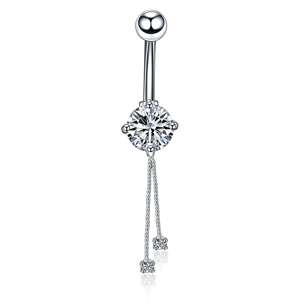 

1Pc 14G Trendy Pendant Belly Button Rings Sexy Navel Piercing Surgical Steel Cubic Zirconia Dangle Belly Piercing Body Jewelry