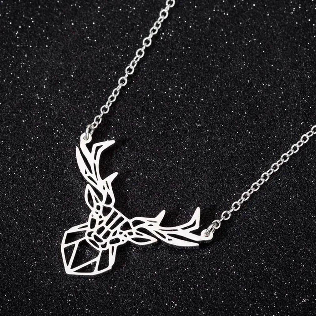 

European and American Ins Necklace New Stainless Steel Hollow Antler Necklace Female Witch Fantasy Forest Jewelry Fashion Gift