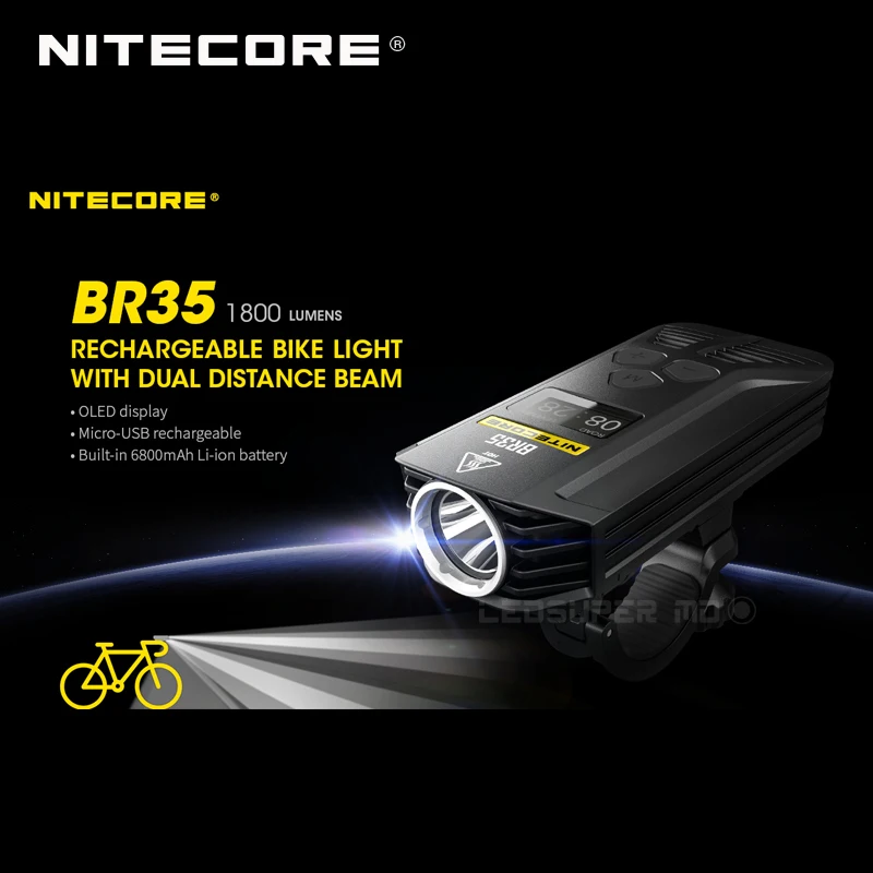 1800 люмен Nitecore BR35 CREE XM L2 U2 светодиодный Перезаряжаемый велосипед/велосипед