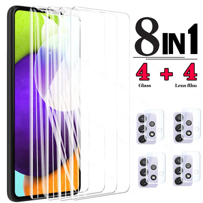 8 in 1 Tempered Glass For Samsung Galaxy A52 5G A51 a72 a71 Screen Protector Camera Lens Film A52 a42 a32 a12 a02 a21s Glass