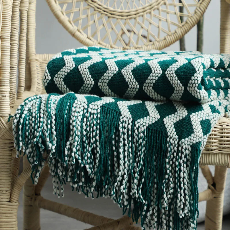 

Nordic knitted decorative blanket sofa blanket hotel stay model room bed end blanket siesta blanket drapery