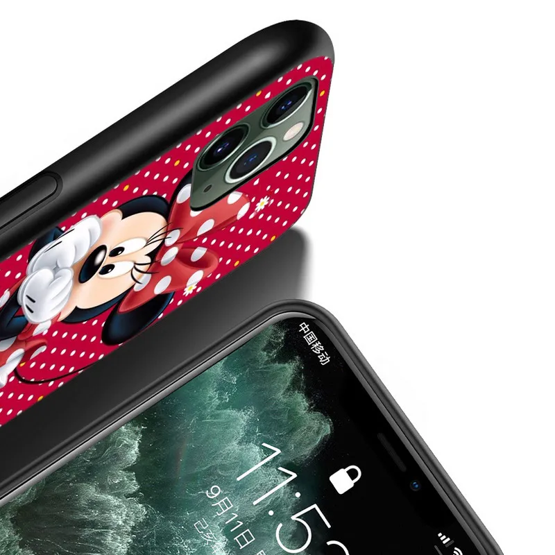 Disney Minnie Mouse Cover Phone Case For Apple iPhone 14 13 12 11 Pro Max Mini XS Max X XR Silicone Black Shell
