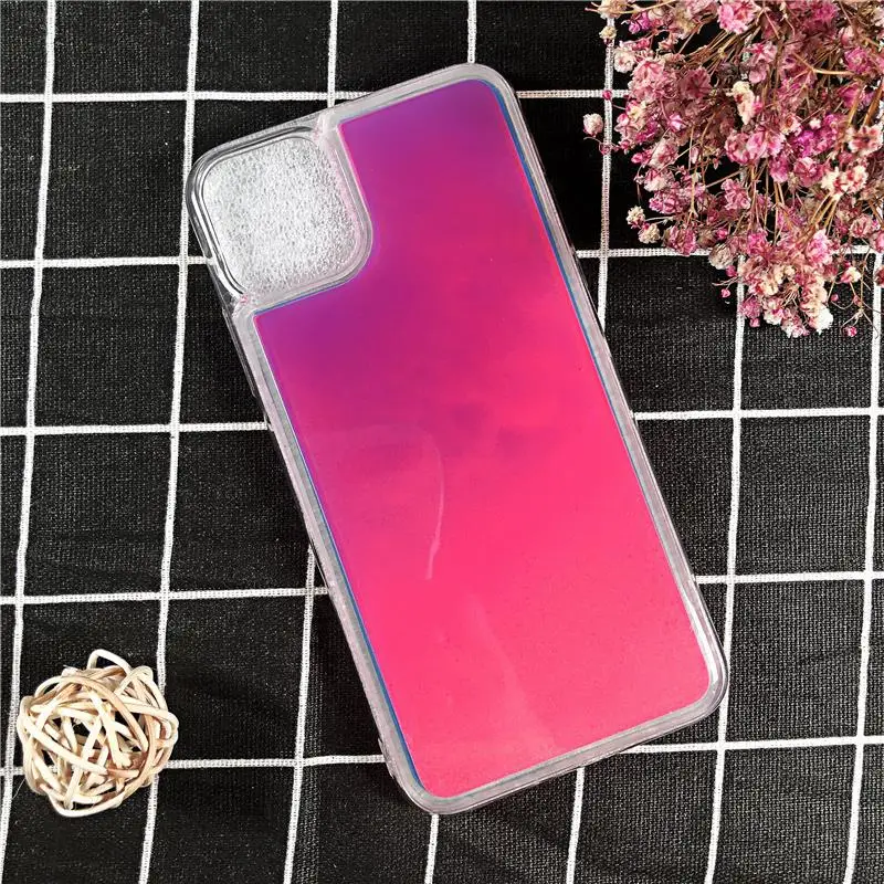 Светящийся неоновый песочный светящийся Жидкий чехол для телефона iPhone 11 Pro MAX 7 6 8 Plus XS MAX XR чехол жидкий динамический песок