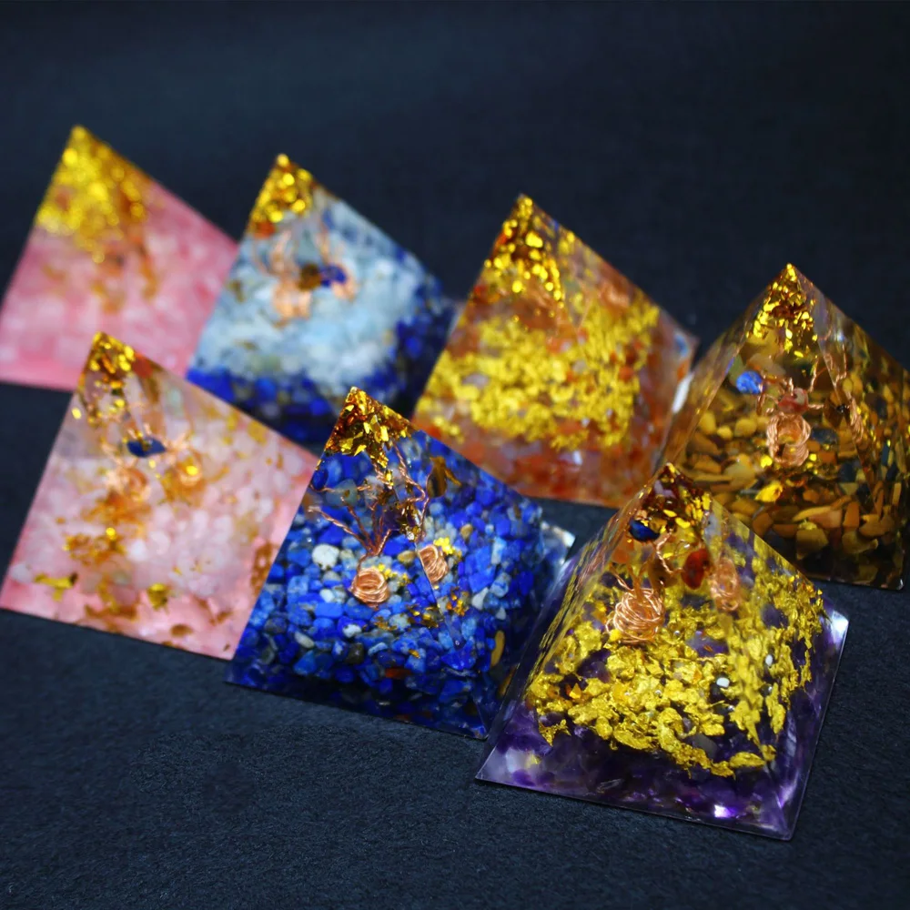

Orgonite Energy Pyramid Ariel Maripura/Sahasrara Chakra Love Crystal Bring Lucky Stone Resin Pyramid Ornaments