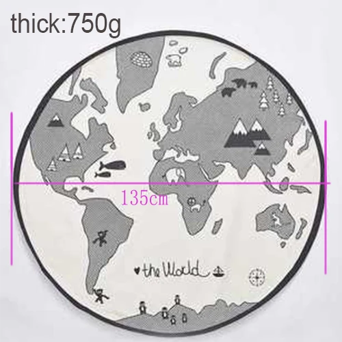 thick750g Детские игровые коврики, детский коврик для ползания, круглый ковер, коврик для детской комнаты, Декор, Карта мира приключений, игровой коврик для детского спортзала - Цвет: thick750g
