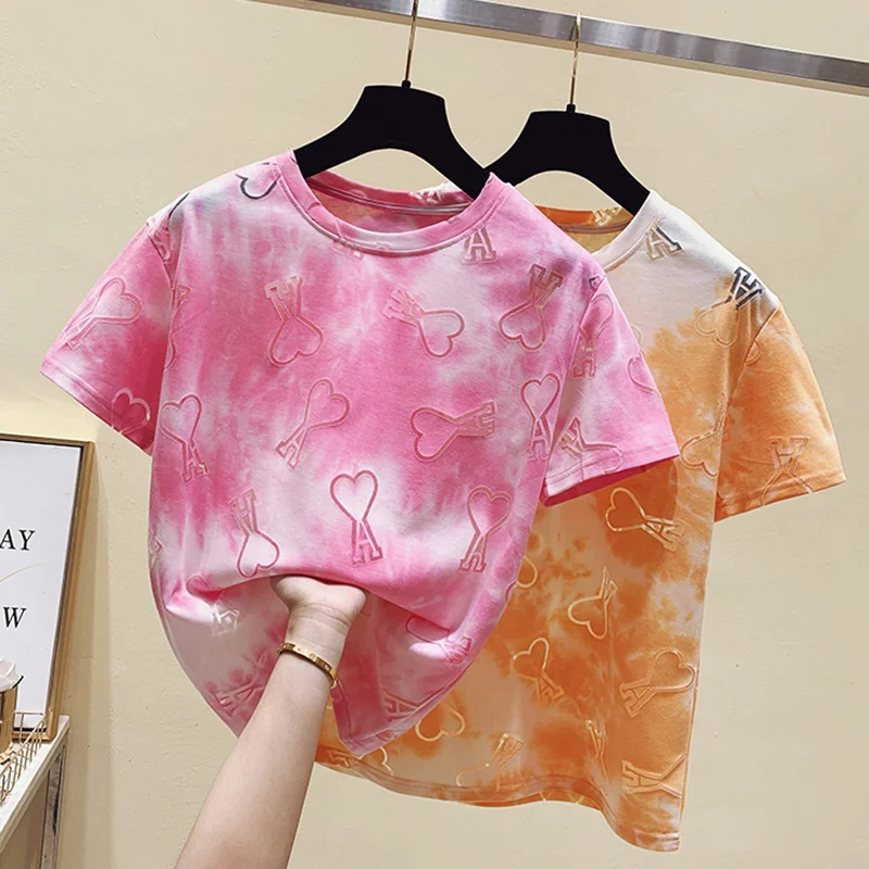 

Cotton Heavy Industry Hollow Out Summer Vintage Clothes For Women Short Sleeve T-Shirt Tops Blouses Vetement Femme 2021