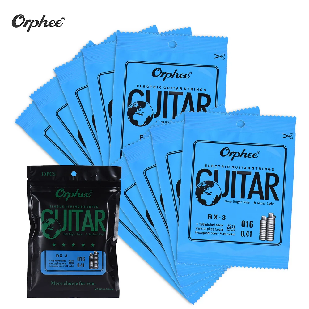 Orphee RX 1 одного гитара Сменные Струны для Электрогитары 10 Pack Никель сплав супер