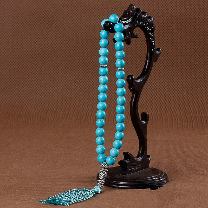 Tesbih исламские молитвенные Бусы Tasbih мусульманские молитвенные четки из бусин очаровательные ювелирные изделия натуральный агатовый камень браслет - Окраска металла: 10mm 33pcs