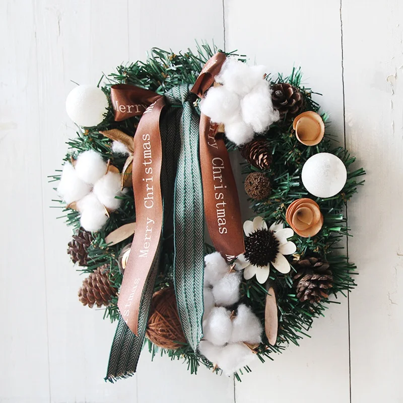 

40CM Christmas Wreath Christmas Ornaments Pendant Home Holiday Decoration Door Hanging Sprinkle Balls