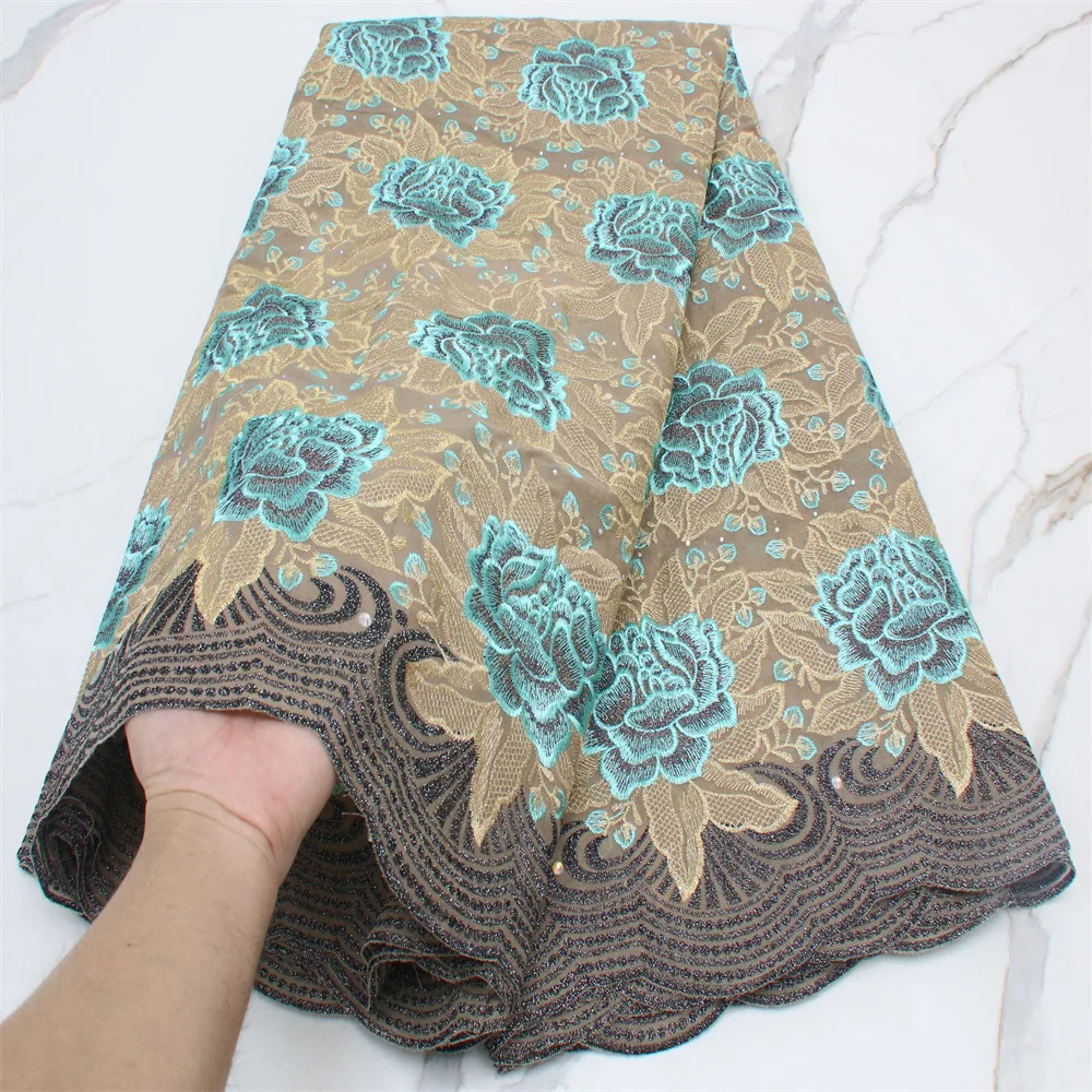 

Swiss lace fabric 2021 Dubai heavy beaded embroidery African 100% Cotton Dry lace fabrics Swiss voile lace in Switzerland 4517B