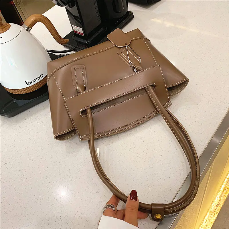 

New Luxury Vintage Shoulder Bags Designer Trapeze Tote Bag Brand Women Top-Handle Leather Handbags Female Simple Elegant Bag