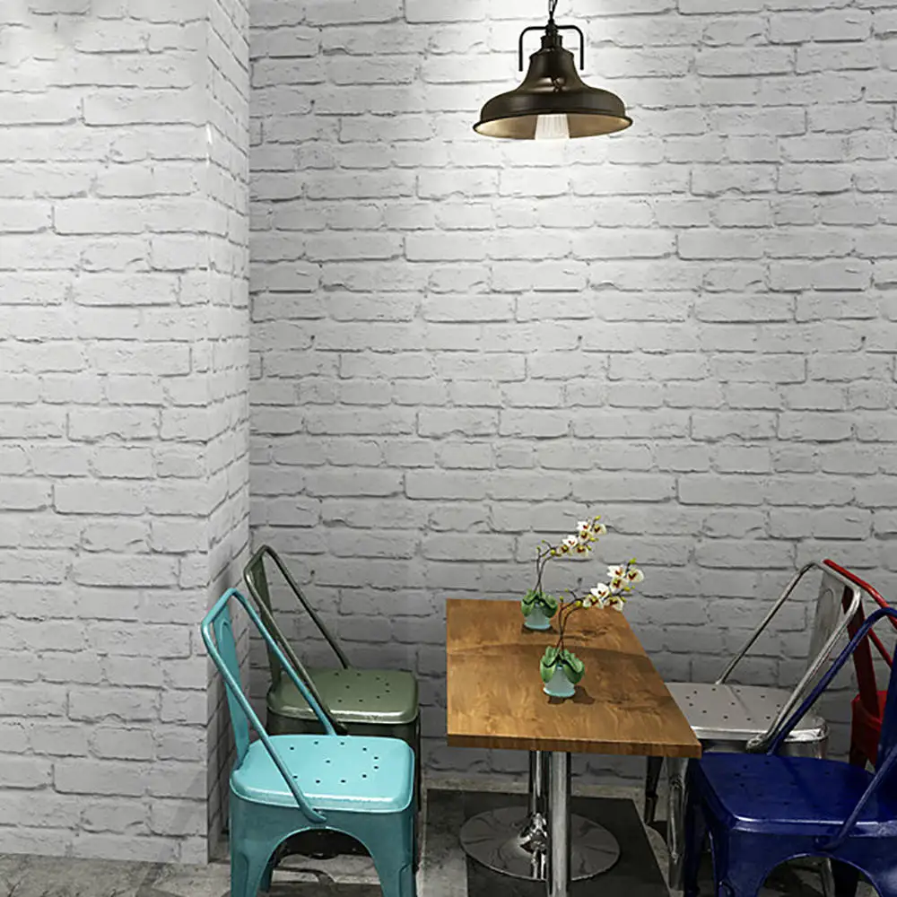 45cm*10m White Brick Adhesive Wallpaper Modern Vintage Style Vinyl Faux Living Room Restaurant Decoration | Дом и сад