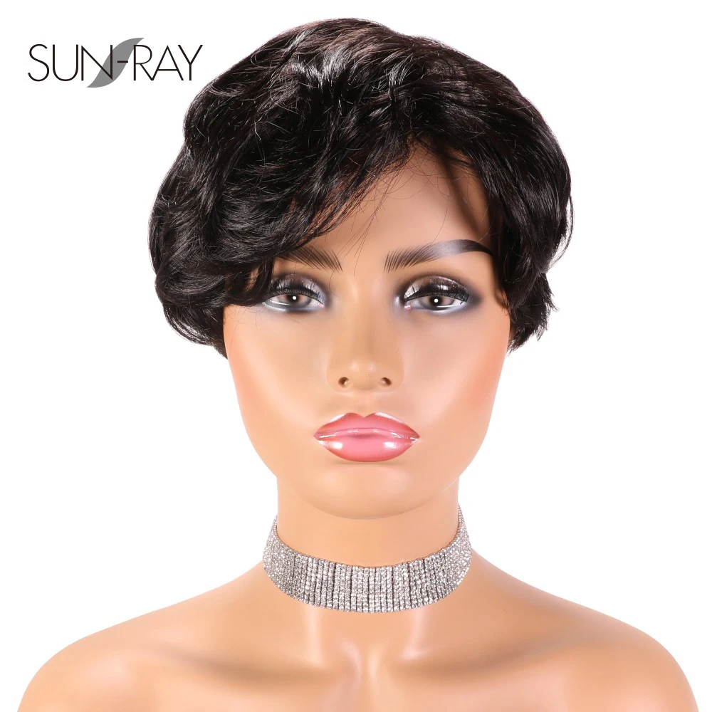 Короткий прямой парик из человеческих волос с челкой для женщин парики Layerd