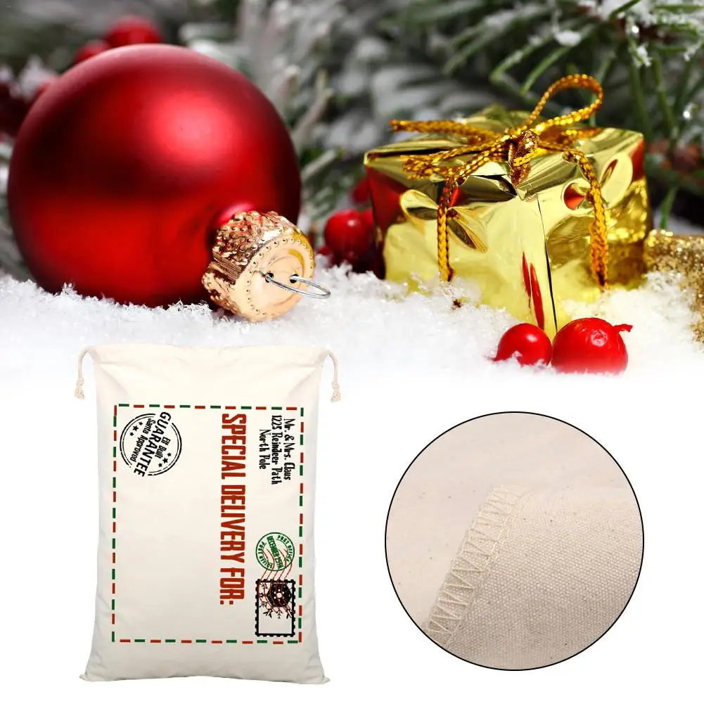 50x70 см большая холщовая Рождественская Подарочная сумка мешок Санта-Клауса