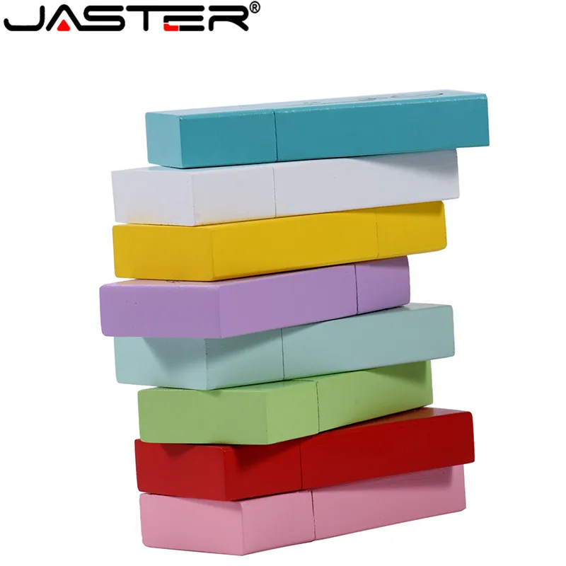 JASTER USB 2 0 логотип индивидуальный деревянный цветной блок флеш-накопитель