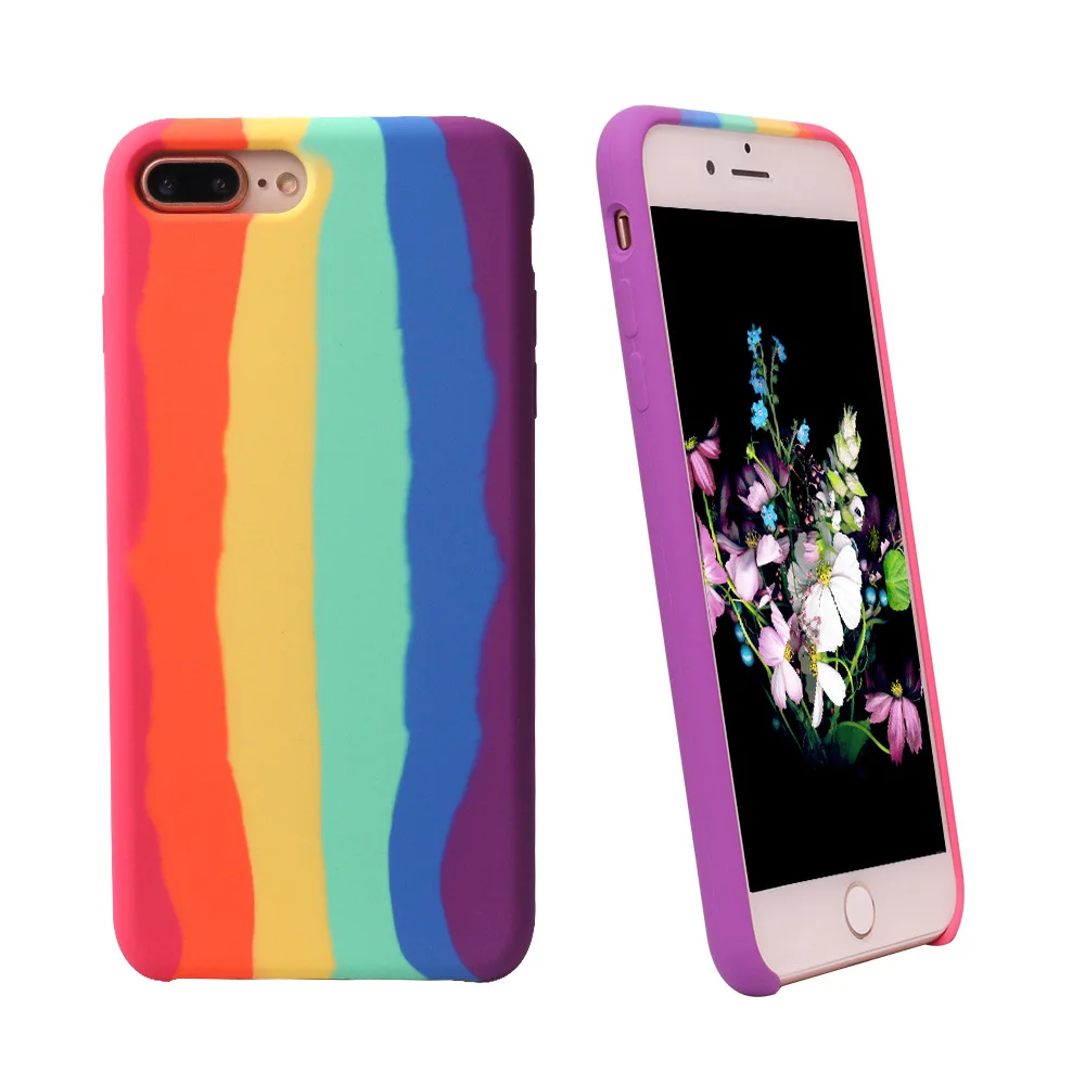 Оригинальный жидкий Радужный силиконовый чехол для Apple iPhone 11 Pro Max SE 2 XR Xs 7 8 Plus