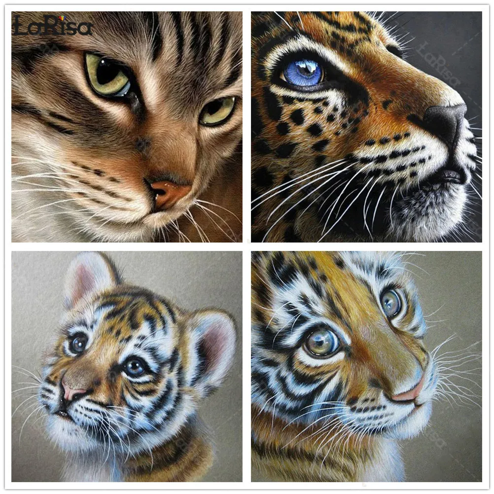 

Tiger 5D Diamond Painting Animal DIY Sticker Embroidery Wall Art Full Dill Diamond Mosaic Cross Stitch Kits Home Decoration
