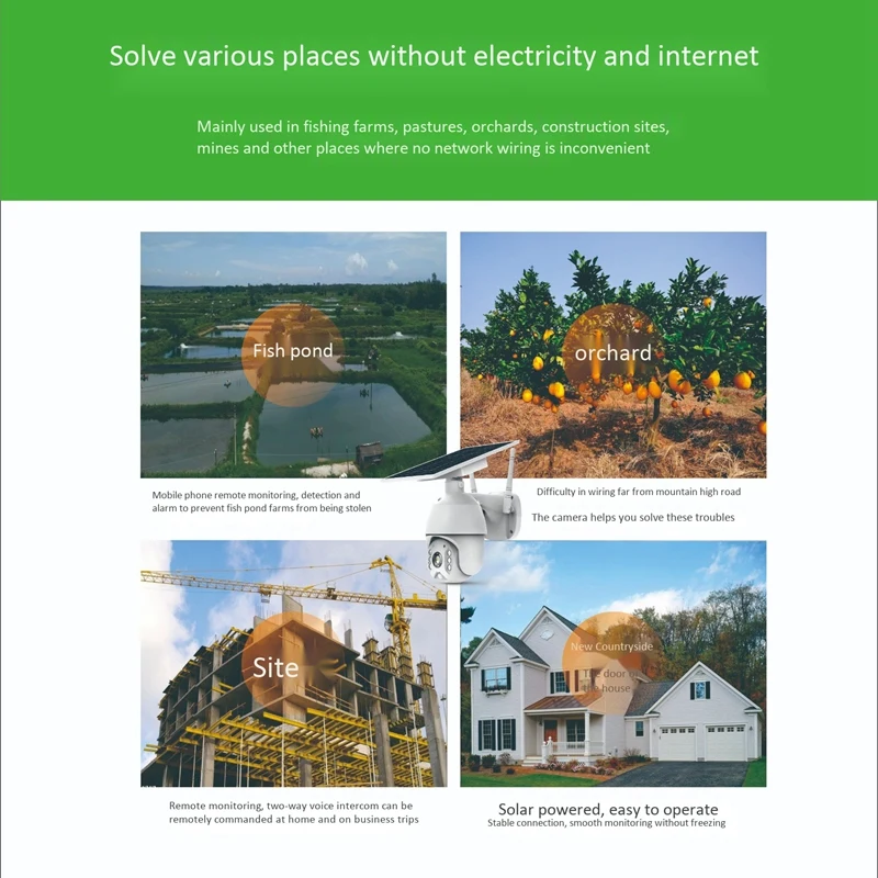 S10 Solar Alert Smart Ptz Camera 1080P Night Vision Wifi Cloud Storage Two Way Audio Suitable for Outdoor Office